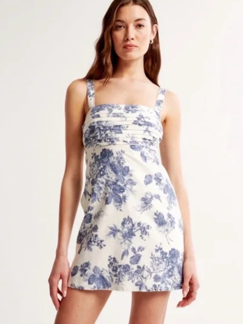 NEW Abercrombie & Fitch Blue and White Floral Square-Neck Mini Dress